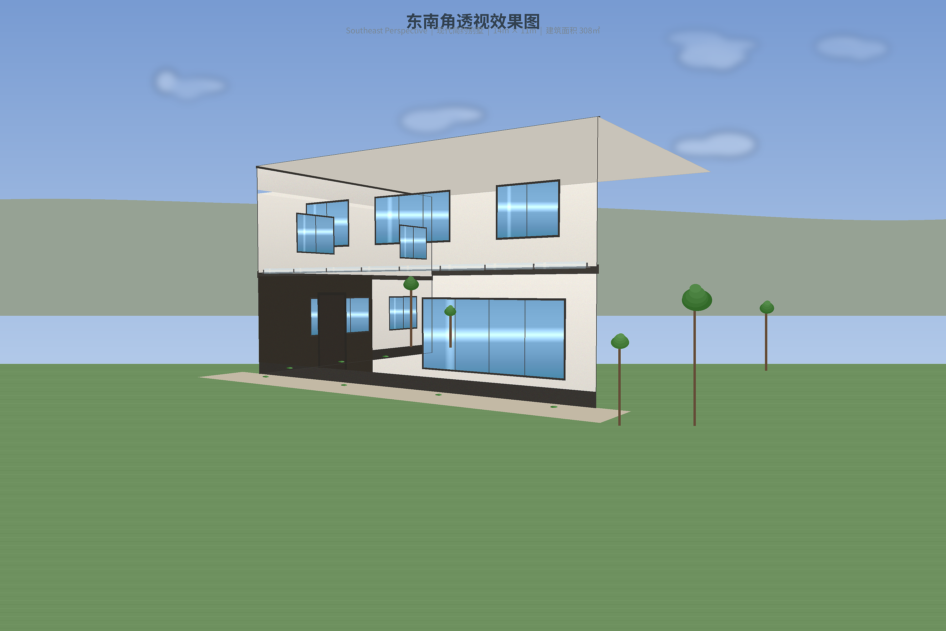 东南角透视效果图