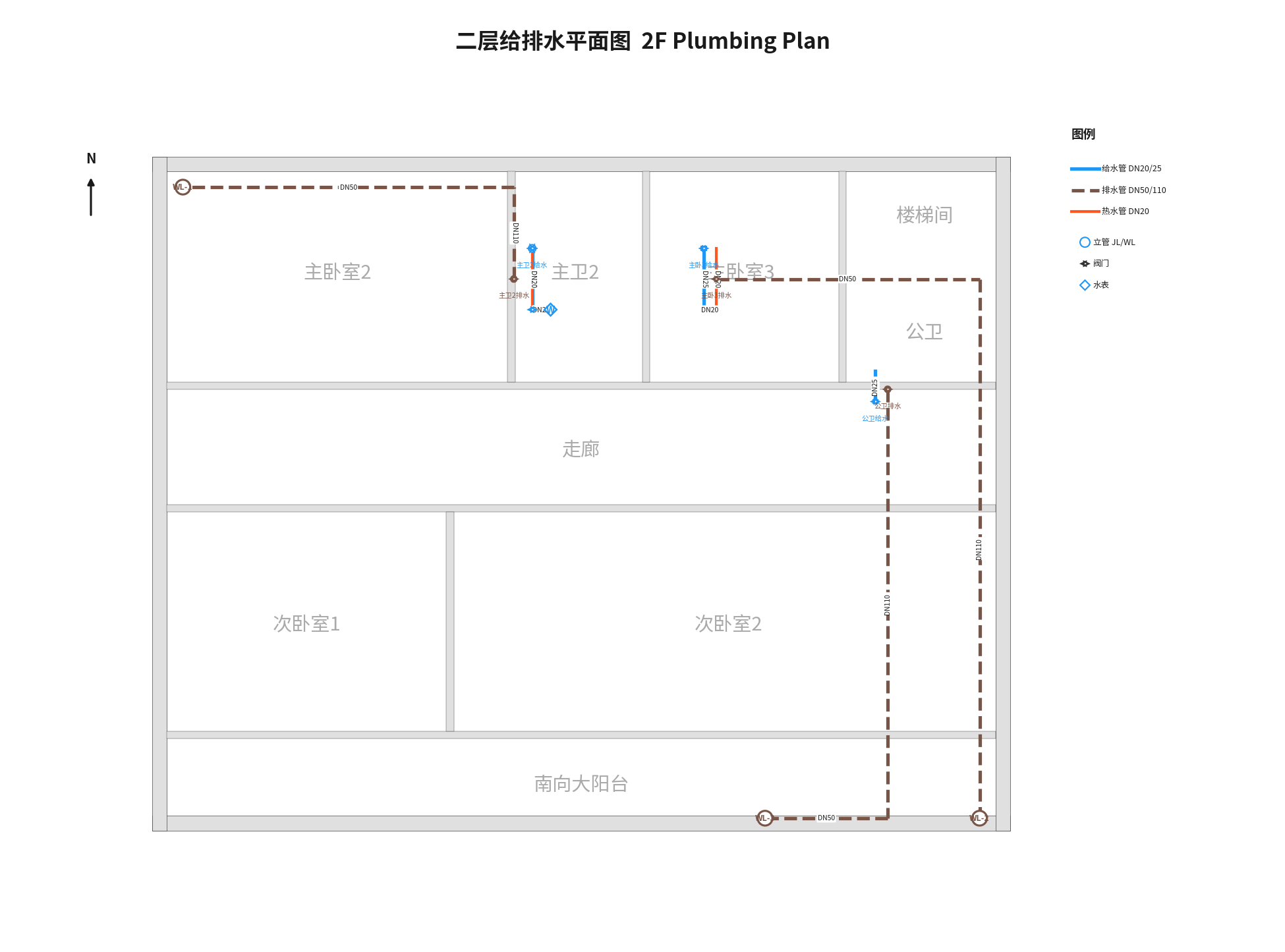 二层给排水平面图